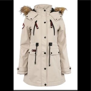 Canada Weathergear Tan Coat W/Detachable Faux Fur Hat Sz L